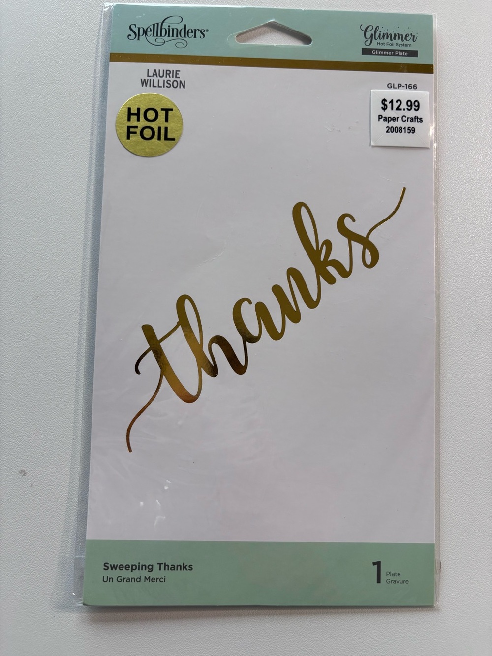 Spellbinders Hot Foil thanks plate
